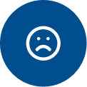 A blue circle with a sad face icon, representing sadness or disappointment. This image is a general website asset